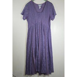 Vintage 1990's The Paragon Full Purple Lace Body Whimsical Earthy Dress, L